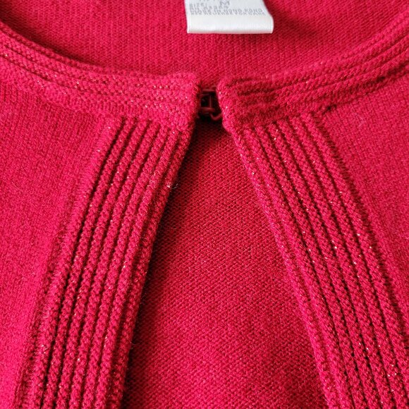 Vintage Dressbarn Open Front Metallic Cardigan, Women’s M Sweater, Red, Holiday - Picture 6 of 8